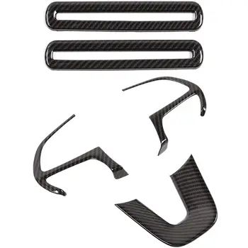 

4Pcs ABS Carbon Fiber Steering Wheel Cover Trim & 1 pair Car Door Air Condition Outlet Exhaust Decoration Cover