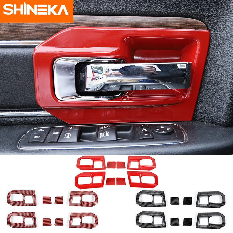 SHINEKA Interior Accessories for Dodge RAM 1500 Car Inner Door Handle Bowl Decoration Cover Sticker for Dodge RAM 1500 2011-2017