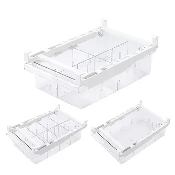 

Refrigerator Drawer Organizer Bin Transparent PET Fridge Storage Bin Containers For Pantry Freezer 1/4/8 Compartment