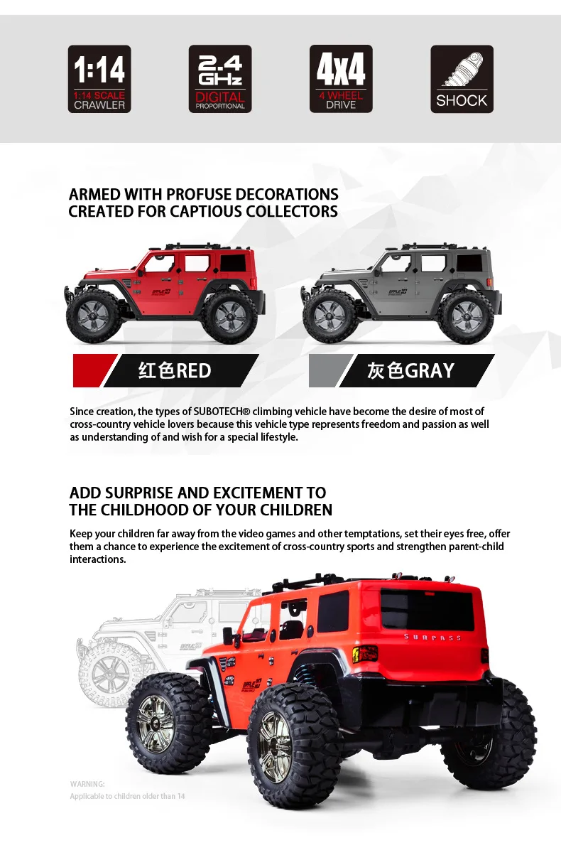 1/14 RC Автомобиль 2,4G 4WD высокая скорость гоночный автомобиль скалолазание Электрический пропорциональный контроль RC автомобиль внедорожные Грузовики Игрушки для детей