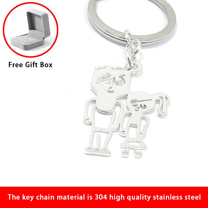 Custom Children's Drawing Keychain Kid's Art Child Artwork Personalized Name Keyring Custom Jewelry BFF Christmas Gifts for Kids