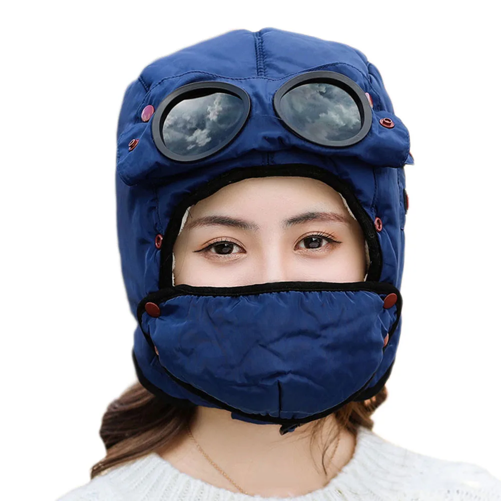 Navy Thermals зимняя охотничья шапка утолщенная теплая с ветрозащитной маской защита ушей для наружного применения-MX8 - Цвет: Navy