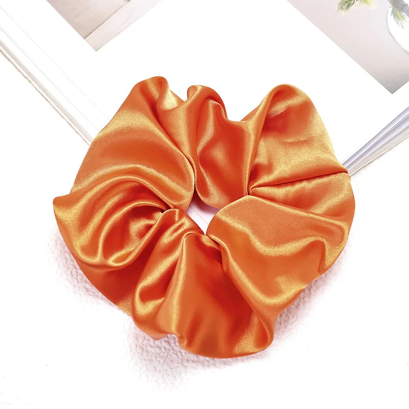D485 orange Модные однотонные шелковые Сатиновые резинки для волос, женские эластичные резинки для волос, аксессуары для волос для девочек, резинки для волос gumki do wlosow - Цвет: D485 orange