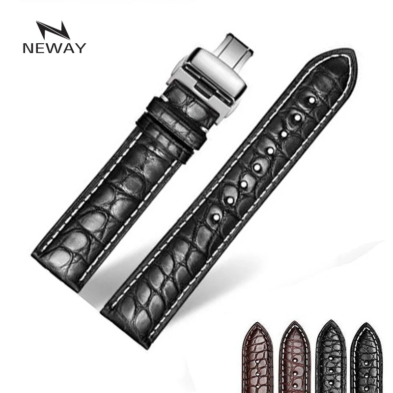 Настоящие американские часы из крокодиловой кожи наручные на кожаном ремешке