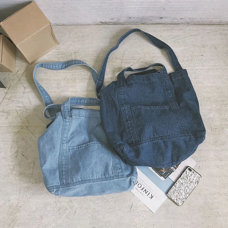 BEAU-Denim сутулящаяся сумка Повседневная джинсовая тканевая сумка для отдыха корейский стиль Модная японская модная сумка-мессенджер с верхней ручкой