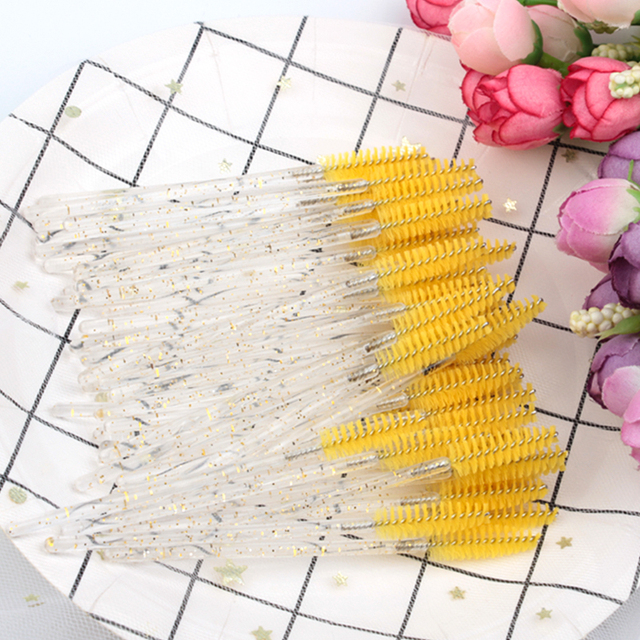 New Disposable 5/50Pcs Crystal Eyelash Makeup Brush Diamond Handle Mascara Wands Eyelash Extension Makeup tool