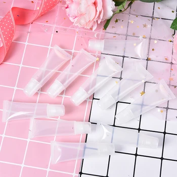 

10PCS 5ml Travel Empty Clear Tube Cosmetic Cream Lotion Shampoo Bath Lotion Containers Lip Gloss Tubes Refillable Bottles