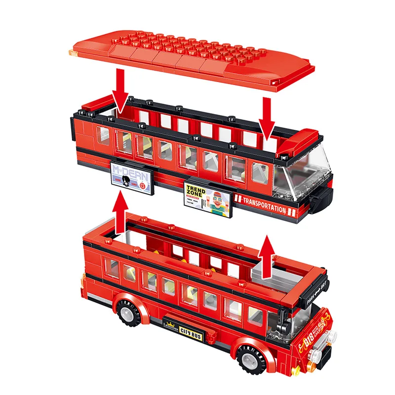 Günstig 398PCS Creator Brt Doppel Deck Bus Bausteine Legoing Technik Red Bus Stadt Schule Auto Ziegel Aufklärung Spielzeug für kinder