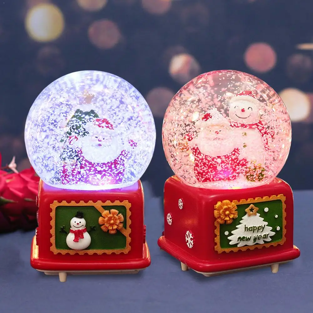 Hot Santa Claus Snow Globes Glass Crystal Ball Lighting Music Box Craft Home Desktop Decoration Christmas Wedding Birthday Gift