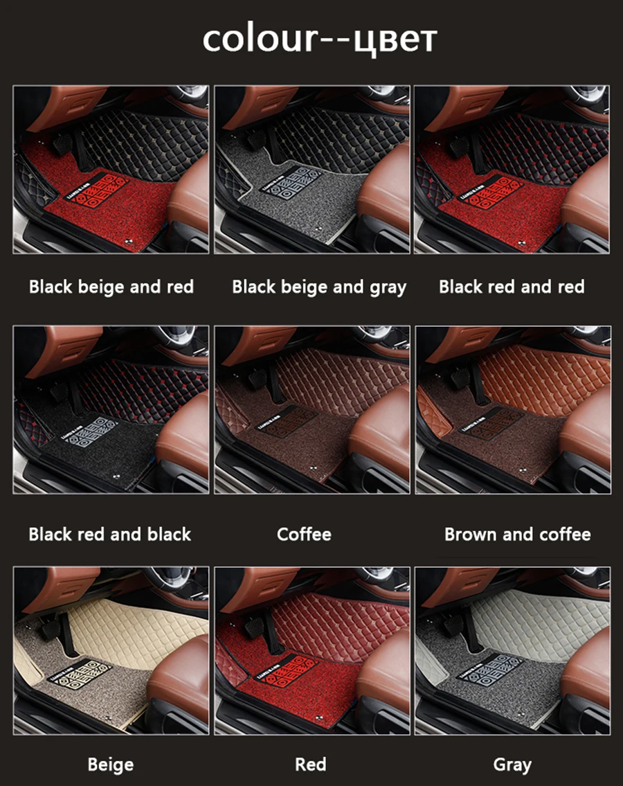 

Custom car car floor mats for Toyota HiLux Sequoia Zelas Levin Prado 3400 2700 LC95 LC90 Waterproof leather Anti-slip carpet