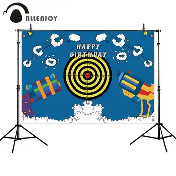 

Allenjoy gun Shooting War party backdrop photocall boy birthday baby shower Targets photoshoot photography background banner