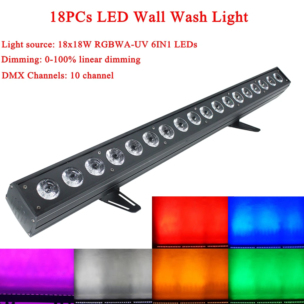 Новый светильник для дискотеки 18x18 Вт RGBWA UV 6 в 1 светодиодный настенный с DMX512