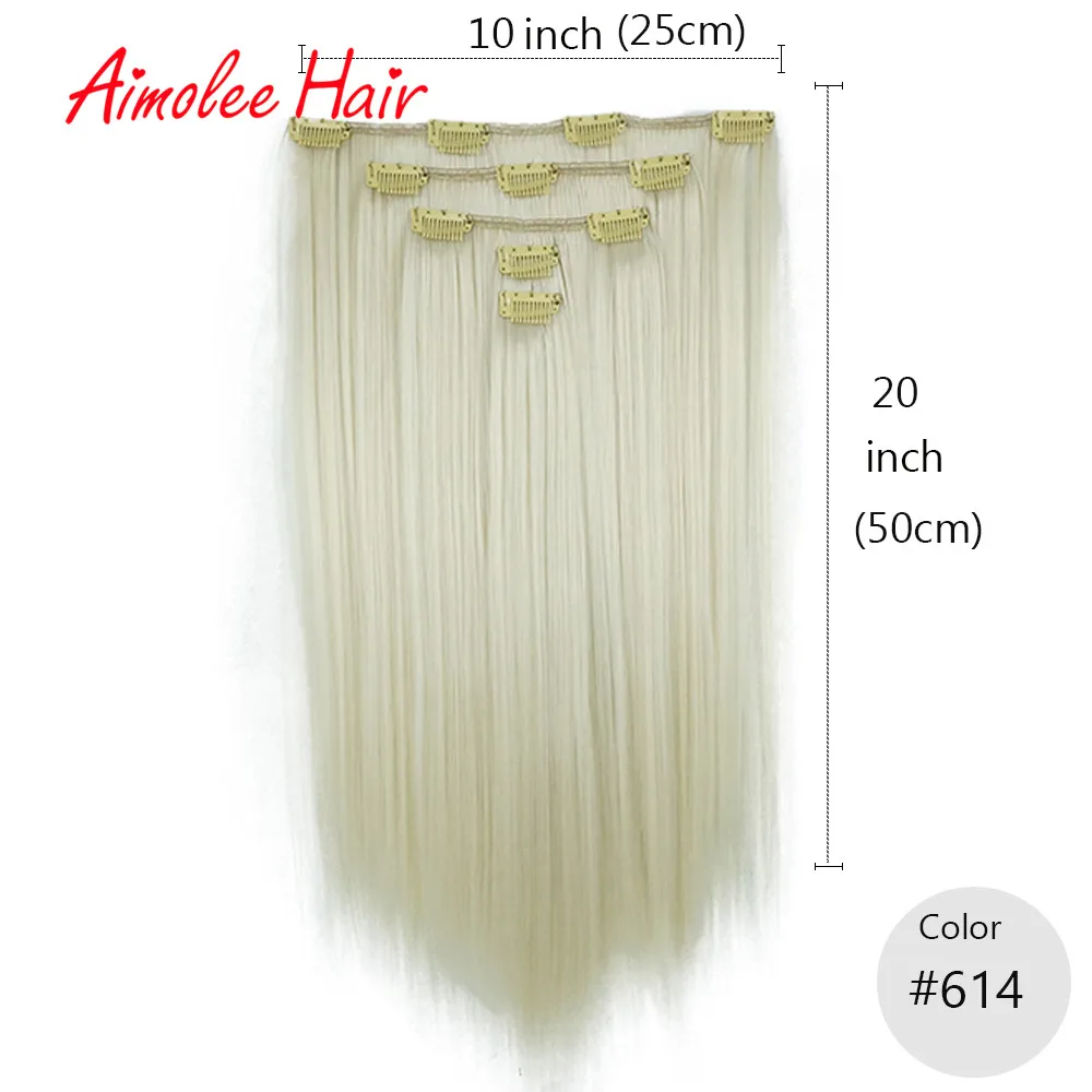 2" длинные 5 шт./компл. прямые волосы для наращивания 24 цвета 11 зажимов на наращивание волос термостойкие синтетические волосы - Цвет: 614