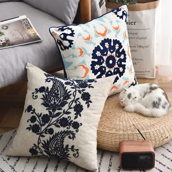 

45x45cm American geometric pattern beaded embroidery cushion cover light luxury court style floral pillow cover throw pillowcase