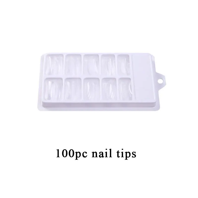 100pc nail tips 15 г полигель для ногтей акриловый розовый белый металл с прозрачными кристаллами УФ-светодиодный гель для наращивания - Цвет: 100pc nail tips