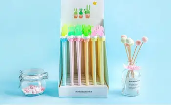 

new silical color plants gel pen cute cartoon stationery prize gift kawaii student pen sign pen black neutral pen 36pc/lot