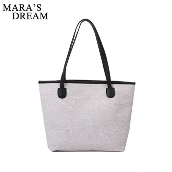 

Mara's Dream 2019 New Solid Color Large Capacity Bag Female Fashion Wild Single Shoulder Color Ladies Canvas Handbag