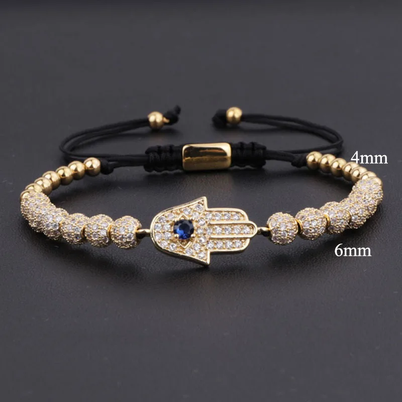 JARAVVI Fashion Luxury Elegant CZ Micro Pave Hand Charm Cute Design Beaded Adjustable Macrame Bracelets Women Men - Image 3