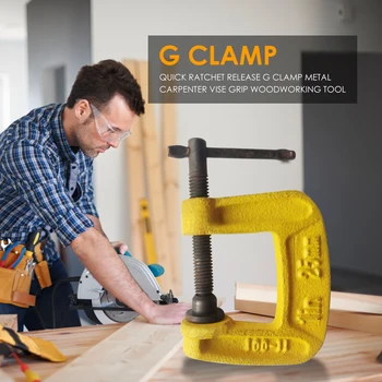 

Heavy Duty G Clamp Strong Toughness Wooden Quick Ratchet Release Steel Metal Portable Carpenter Handy Vise Grip