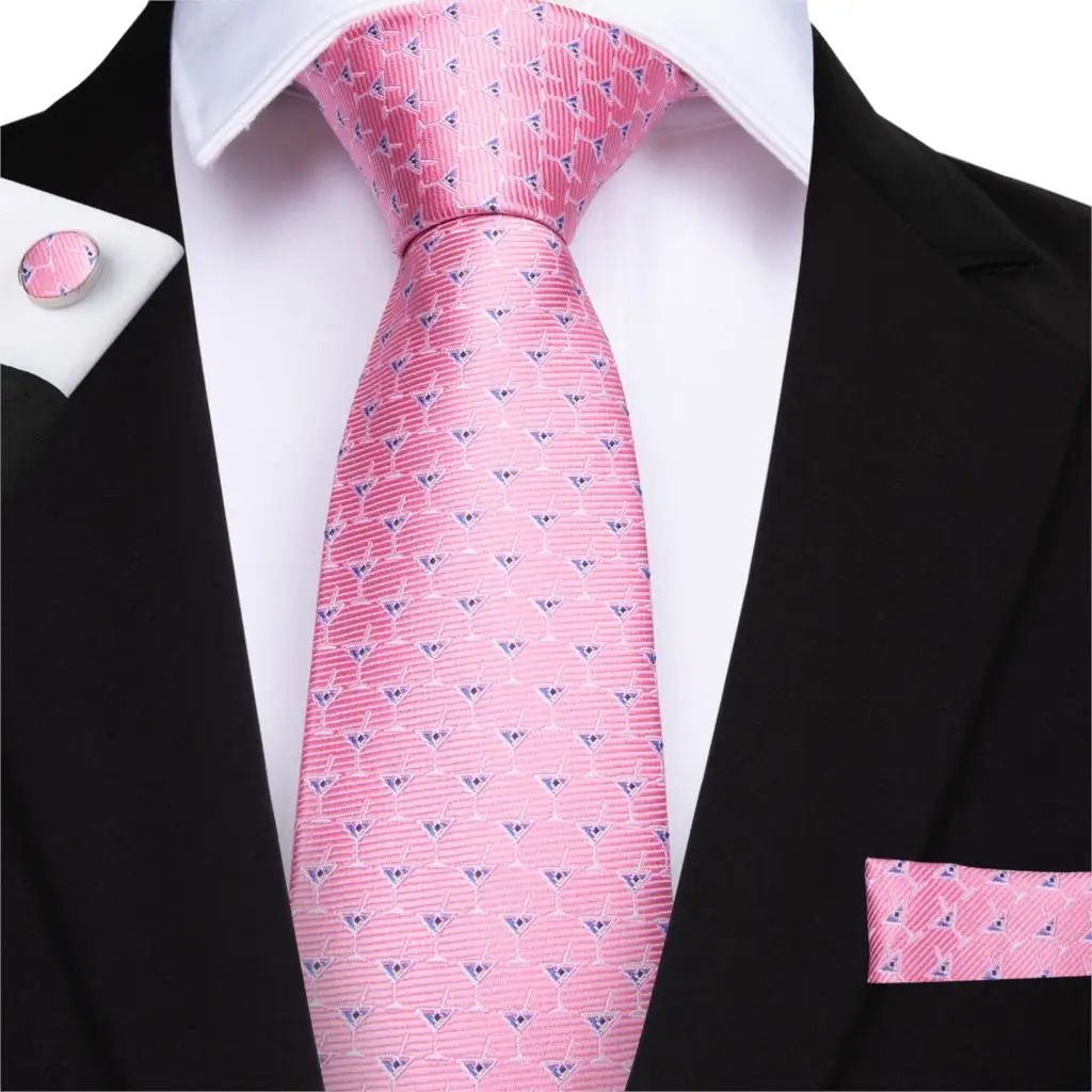 MJ-7084 Модный персиковый розовый Шелковый Свадебный галстук для мужчин Hanky запонки коралловый галстук Gravat DiBanGu бизнес Свадебный галстук набор - Цвет: MJ-7084