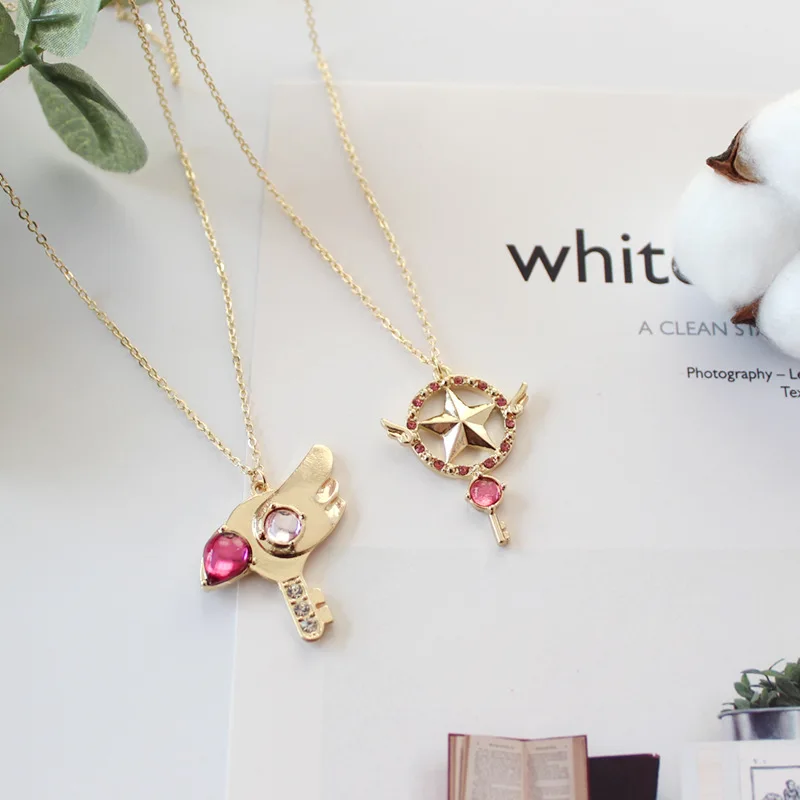 Ожерелье с подвеской в виде аниме карты|card captor sakura wand|necklace necklacenecklace crystal pendant |