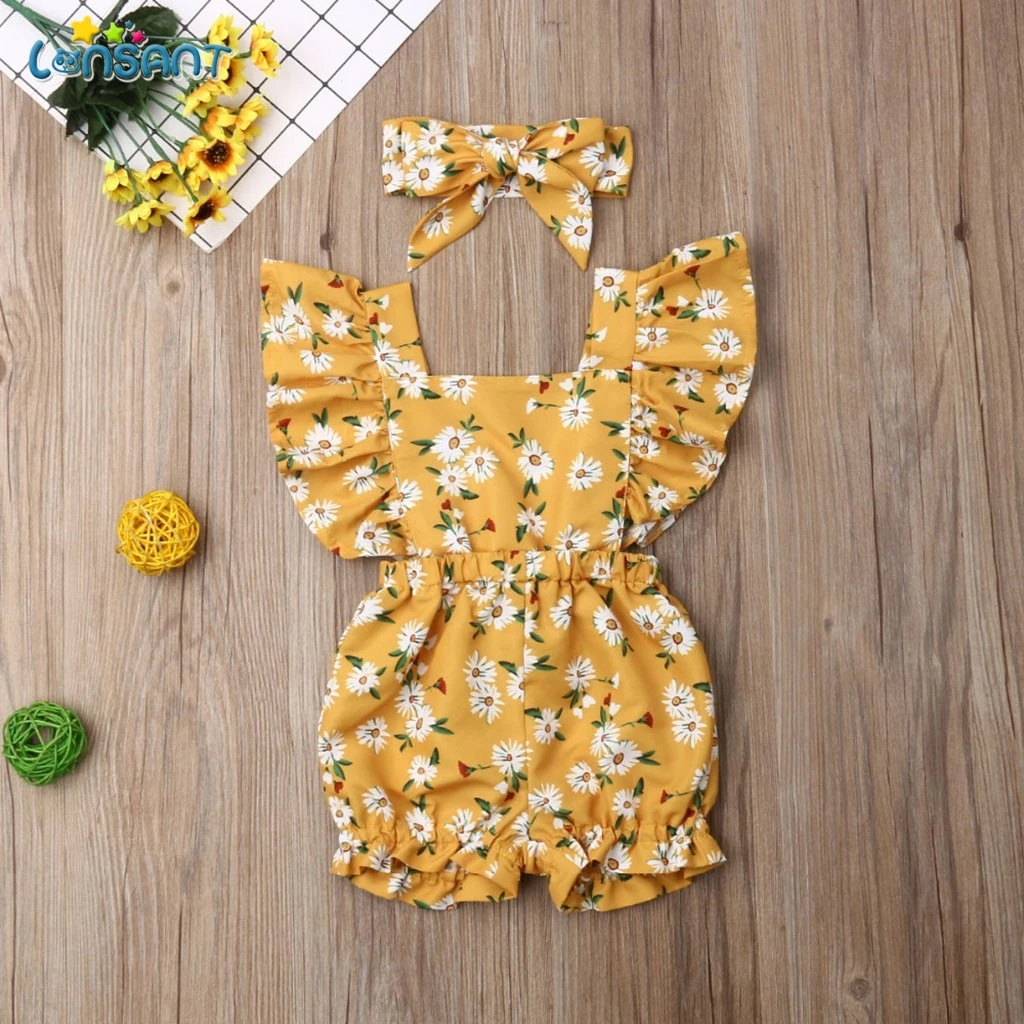 LONSANT Одежда для новорожденных девочек летняя одежда с принтом