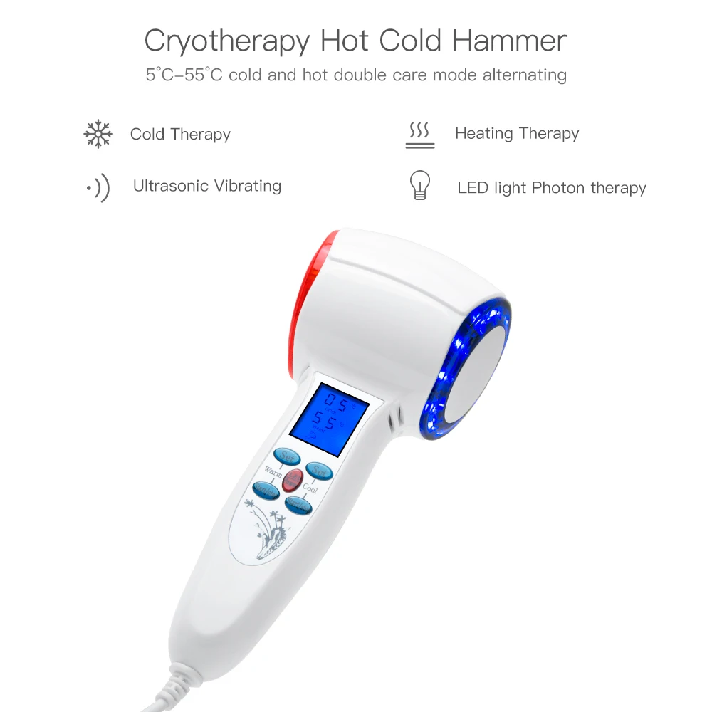 Ultrasonic Cryotherapy Hot Cold Hammer Facial Lifting Shrink Pore Massager Face Red Photon Ac Treatment Beauty Care_voghion.com