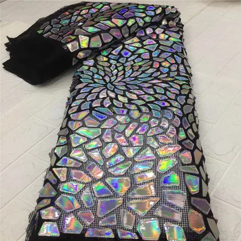 

Purple sequins big Lace Fabrics with Sequins African Lace Fabric Nigerian Net Lace Fabrics for Party Sequence Lace Fabric