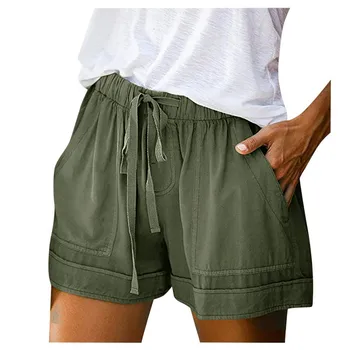 

Women Shorts Women Comfy Drawstring Casual Elastic Waist Pocketed Loose Shorts