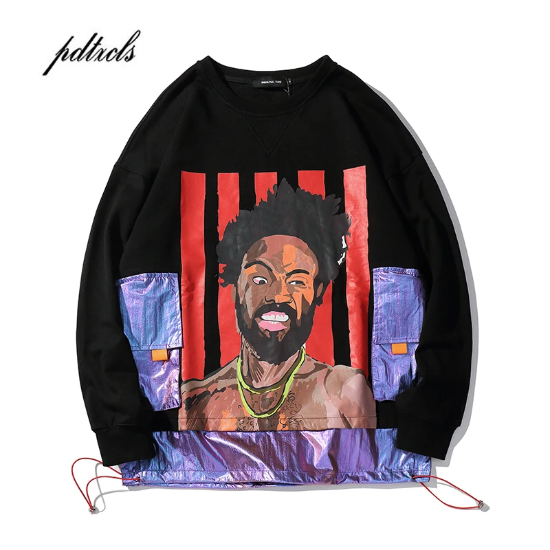 Sudaderas Горячая Moletom High Street Хип Хоп странные вещи мужские толстовки уличная свободная толстовка с большим карманом и принтом Harajuku