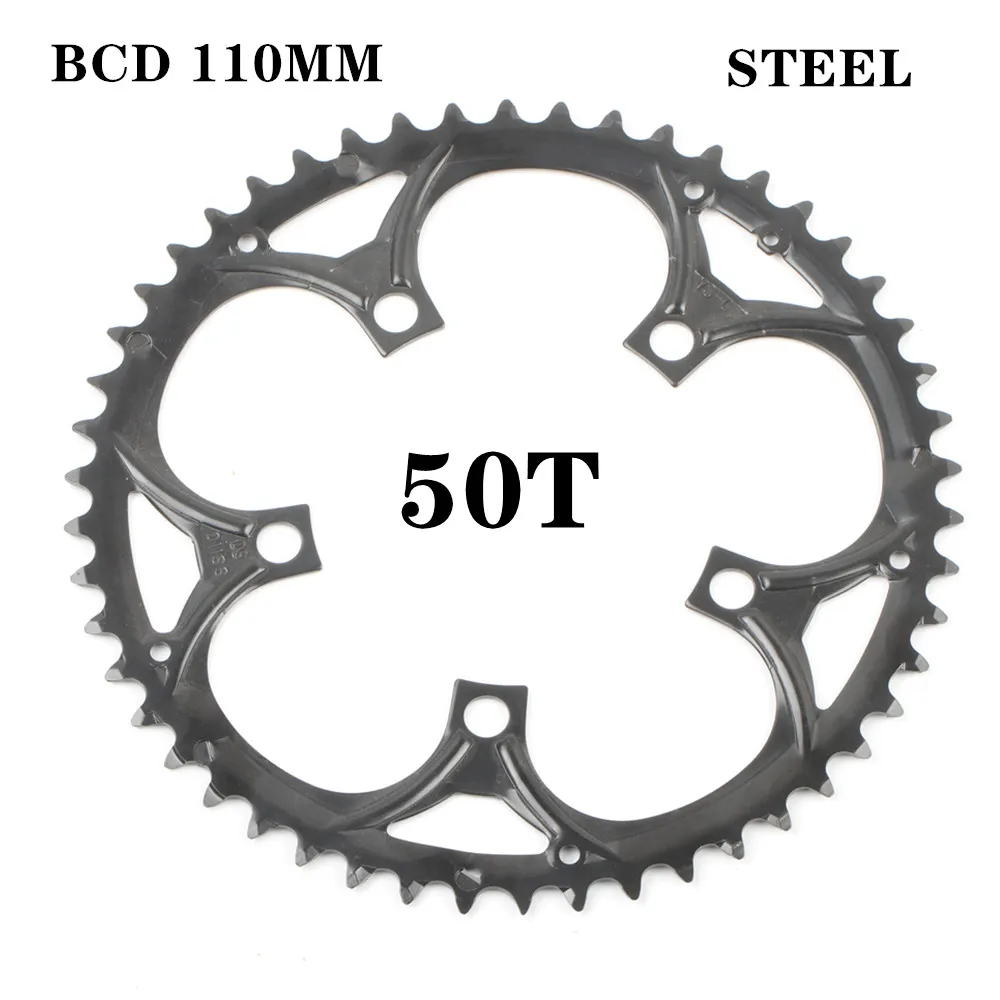 50T STEEL 110 BCD велосипедная Звездочка для шоссейного велосипеда 34T 50T из алюминиевого сплава - Цвет: 50T STEEL