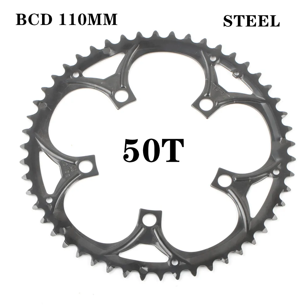 110 BCD велосипедная Звездочка для шоссейного велосипеда 34T 50T из алюминиевого сплава - Цвет: 50T STEEL