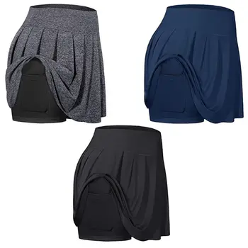 

Women Sport Athletic Pleated Active Golf Skort High Waist 2-In-1 Running Workout Tennis Skirt with Shorts Inner Pockets