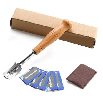 

Bread Bakers Cutter Slashing Tool Dough Making Razor Wood Handle Bakeware for Bread Bakeware Kitchen with 5X Blades