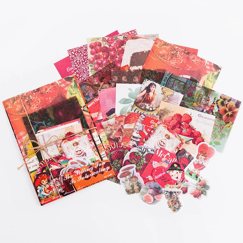 30Pcs Set Vintage DIY Scrapbooking Material Paper for Journaling Scrapbook Embellishment Supplies Decorative Stationery Sticker