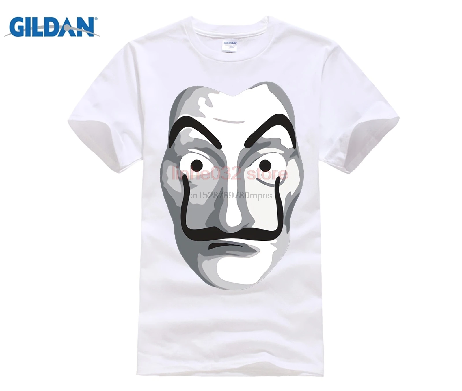 2019 La Casa De Papel Mask T-Shirt Black for Men Short Sleeve - Dali Tee Shirt Tops Cotton | Мужская одежда