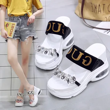 

2020 New Style Sandals Women's Korean-Style Rhinestone A- line Slipper Open Toe Ultra-Light sandals