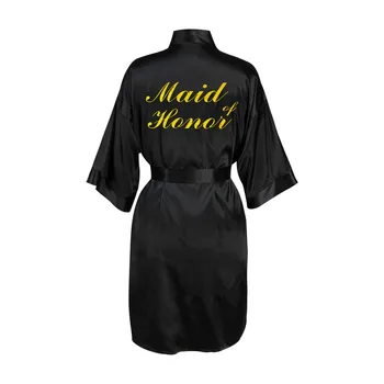 

Mother Of The Bride Robe Silk Black Print Peignoir Femme Satin Sexy Women Maid Of Honor Robe