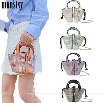 

Monsisy Shiny Rhinestones Bag For Women 2020 Designer Crossbody Bag Fashion PU Handbag Summer Lady Small Messenger Shoulder Bag