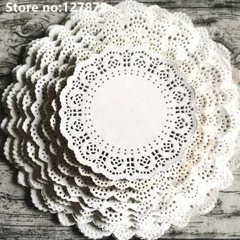 

100pcs Multiple sizes White Round Lace Paper Doilies Doyleys Vintage Coasters Placemat Craft Wedding Christmas Table Decoration