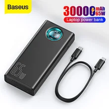Baseus Power Bank 30000mAh 65W PD szybkie ładowanie QC3.0 Powerbank do laptopa zewnętrzna ładowarka do iPhone Samsung Xiaomi