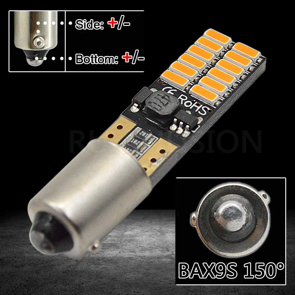 0.2A BA9S 53 57 1895 64111 BAX9S H6W BAY9S H21W 24SMD 3014 Светодиодный обратный светильник лампы для автомобилей Canbus НЕ-Полар-флиса дневные ходовые огни 12V белый и желтый цвет, на возраст от 4 шт