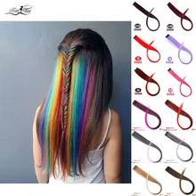 Xuanguang de cabelo em uma pecha, reta, ombre roxo azul, rosa extensao do cabelo feminino sintético