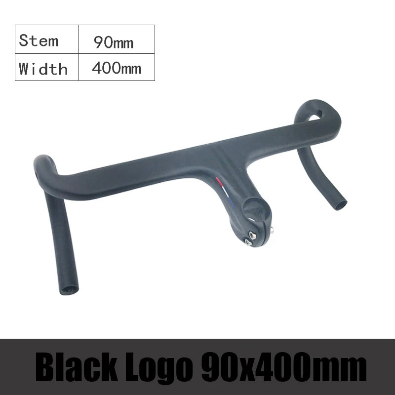 Black 90x400mm TMAEX T800 углеродный Руль 28,6 мм Интегрированный руль для шоссейного велосипеда матовый черный и стволовые части велосипеда - Цвет: Black 90x400mm