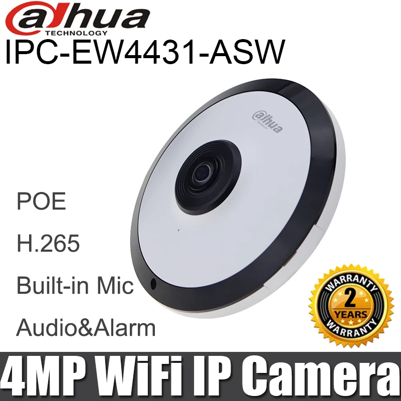 

Dahua IPC-EW4431-ASW 4mp Fisheye IP Camera Panoramic H.265 built-in MIC SD card slot network camera original DH-IPC-EW4431-ASW
