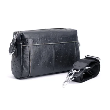

Genuine Leather Designer Handbag Ostrich Pattern Leather Bags Women Black Clutch Bag Party Evening Trendy Bag Ostrich Bag