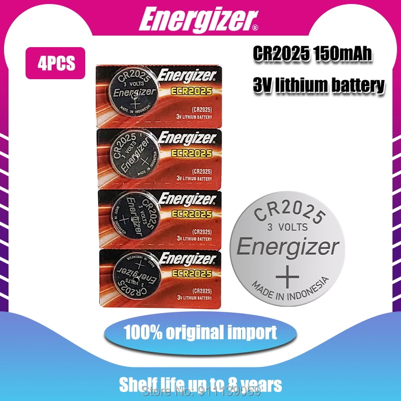 4PCS 100% Original Energizer CR2025 DL2025 DL/CR 2025 Lithium Battery For Toy Watch Remote Control Calculator button cell coin |