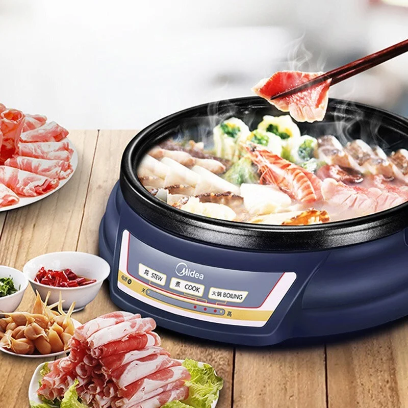 Midea Electric Hot Pot HS136B 3.5L Multifunctional Household Non-stick Split Large Capacity 4-6 People Warmer Set Appliances | Бытовая