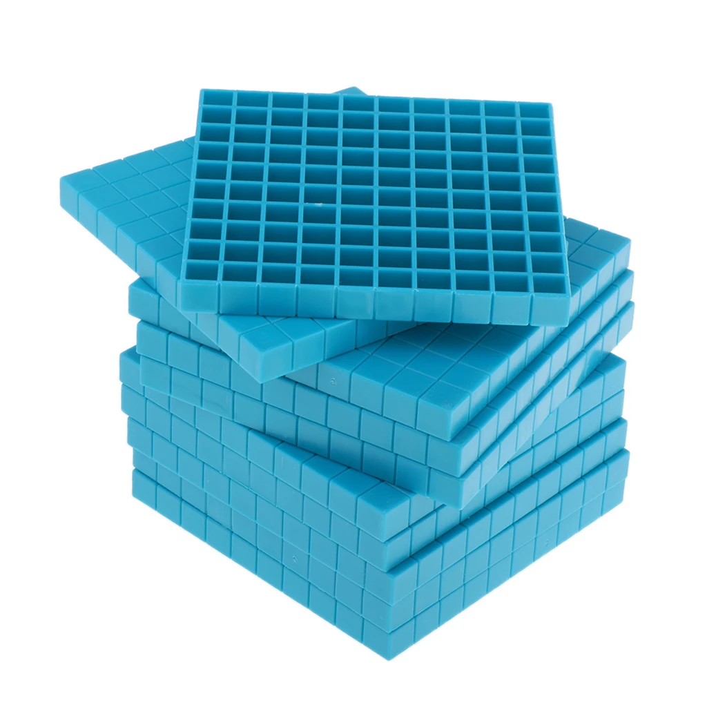 Children Montessori Math Materials Decimal Group Cube Blocks with Connecting Linking Blocks (221Pieces)