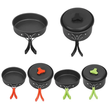

Portable Outdoor Camping Cookware Non-stick Hiking Picnic Teapot Pot Set Camping Tableware Stove Spoon Fork Knife Kettle Set
